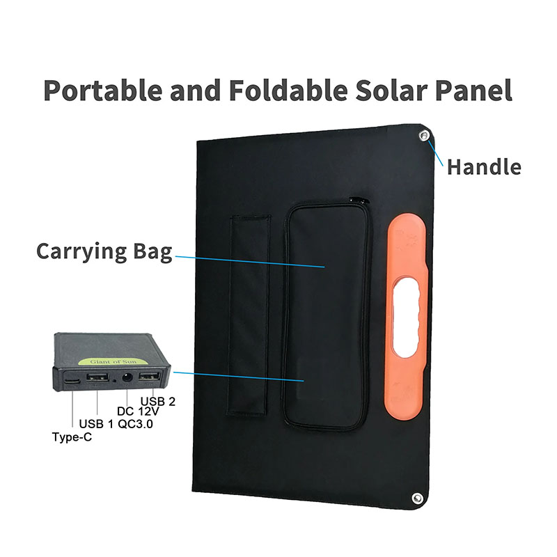 60W 100W 120W 200W Schwarzes Handybrite faltbares Solarpanel A 