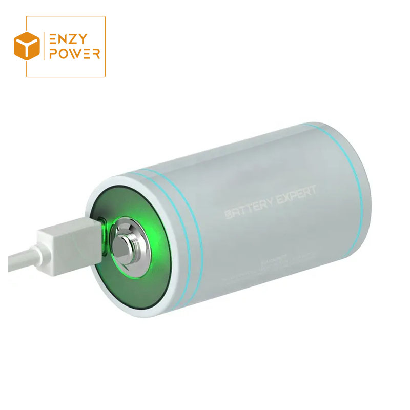 1,5 V 6000 mWh USB-Li-Ionen-Akku mit Typ-C-Anschluss D-Size-Akku mit Anzeige für Taschenlampe